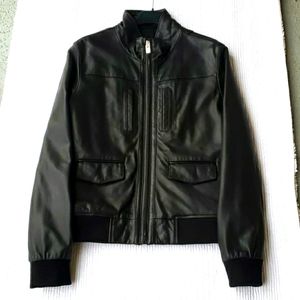 The Kooples Sport Leather Bomber Jacket Size 0